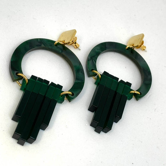 TooLally Art Deco Chandeliers Earrings - Emerald