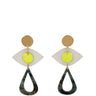 TooLally Eye Motif Drop Earrings - Yellow & Green