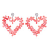 TooLally Heart In Flowers Earrings - Pink Pearl