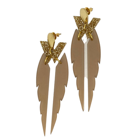 TooLally Kingfishers Earrings - Champagne & Glitter