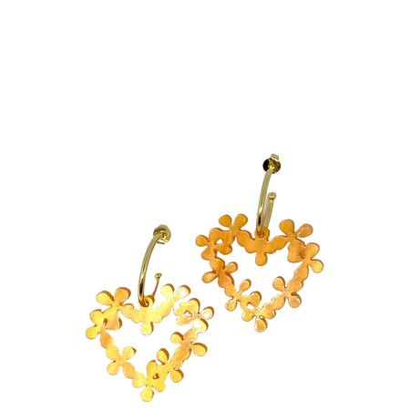TooLally Mini Hearts In Flowers Earrings - Orange