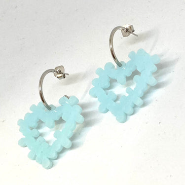 TooLally Mini Hearts In Flowers Earrings - Island Blue