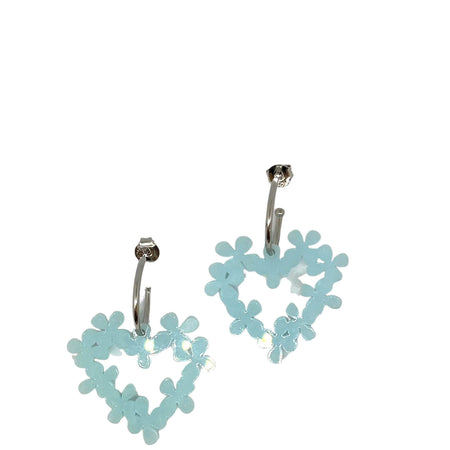 TooLally Mini Hearts In Flowers Earrings - Island Blue