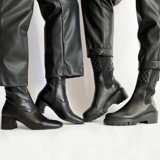 Unisa Jabano Black Leather Long Ankle Boots