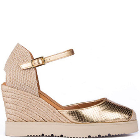 Unisa Caruso Gold Wedge Shoes
