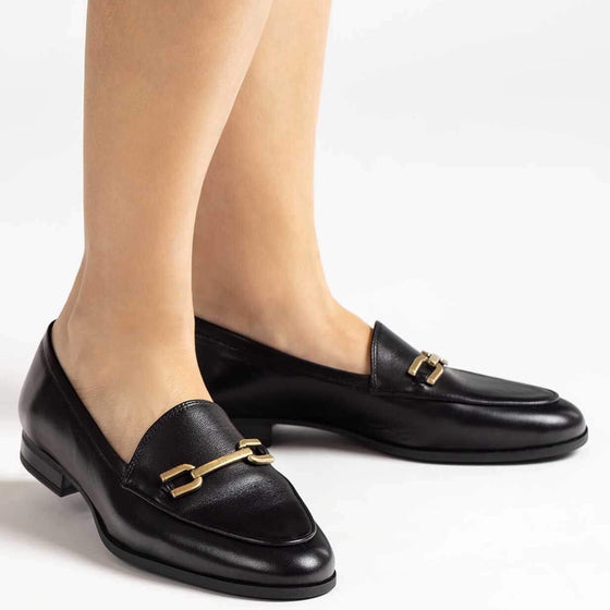 Unisa Daimiel Black Leather Loafer Shoes