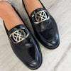 Unisa Dapi Navy Patent Leather Slip On Loafers