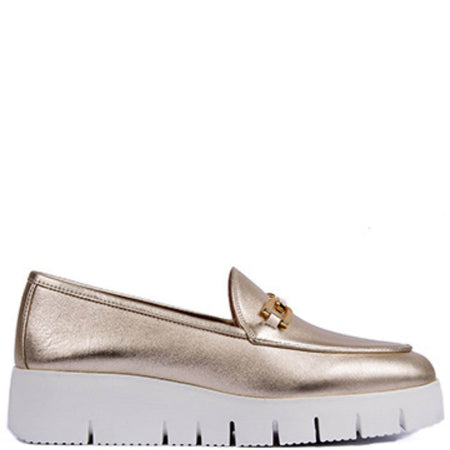 Unisa Famo Gold Leather Wedge Shoes