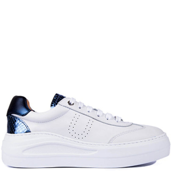 Unisa Fraile White & Navy Leather Sneakers
