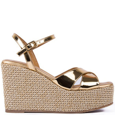 Unisa Meson Metallic Gold Wedge Sandals