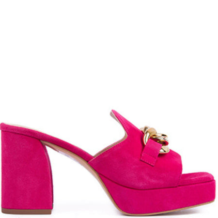 Unisa Oberon Pink Suede Leather Chunky Mules