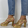 Unisa Orvin Gold Leather Chunky Sandals