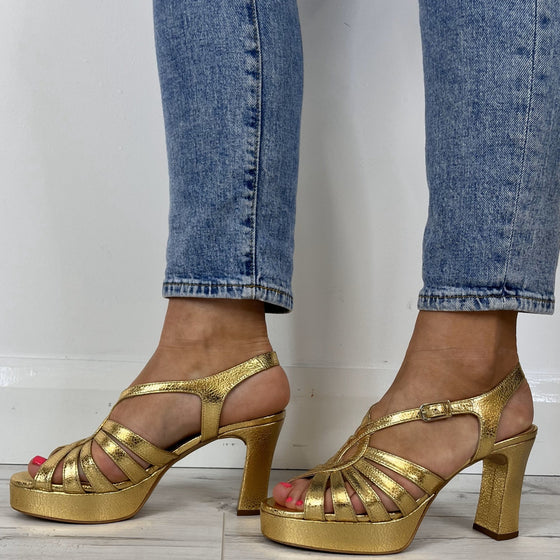 Unisa Orvin Gold Leather Chunky Sandals