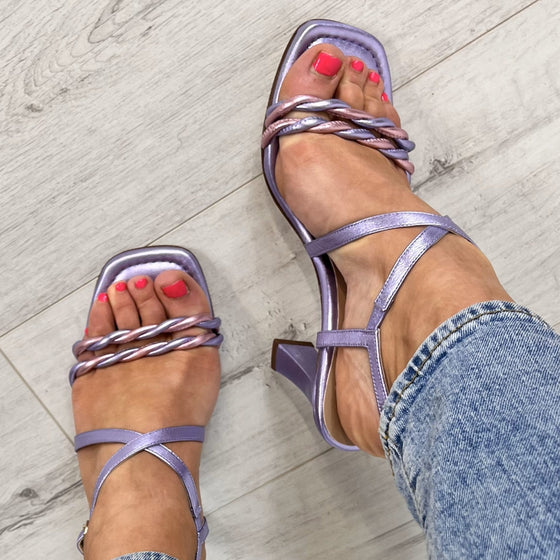 Unisa Sabino Lilac Leather Strappy Sandals