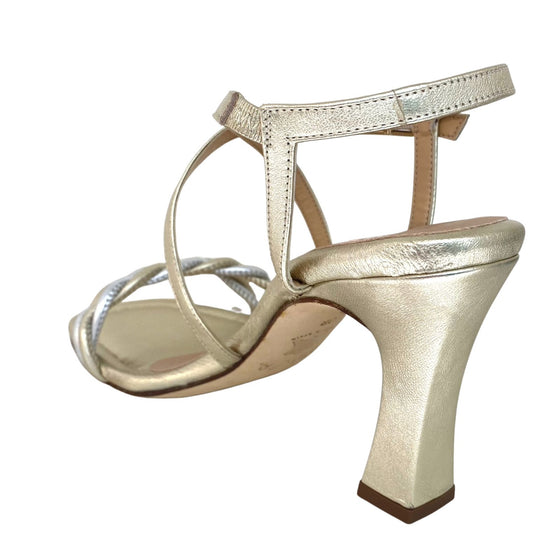 Unisa Sabino Silver Gold Leather Strappy Sandals