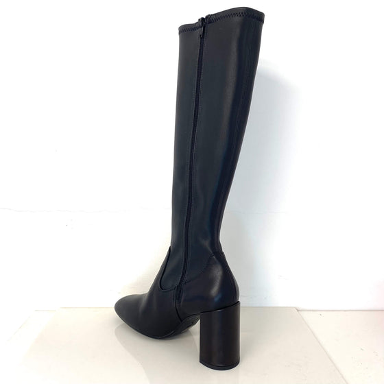 Unisa Ulric Black Leather Square Toe Long Length Boots