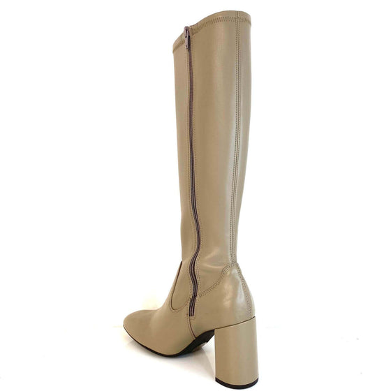Unisa Ulric Taupe Leather Square Toe Long Length Boots
