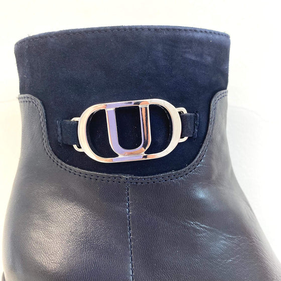 Unisa Urna Navy Suede & Leather Wedge Boots