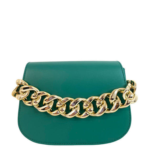 Unisa Zbruna Green Leather Gold Chain Bag
