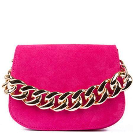 Unisa Zbruna Pink Suede Gold Chain Bag