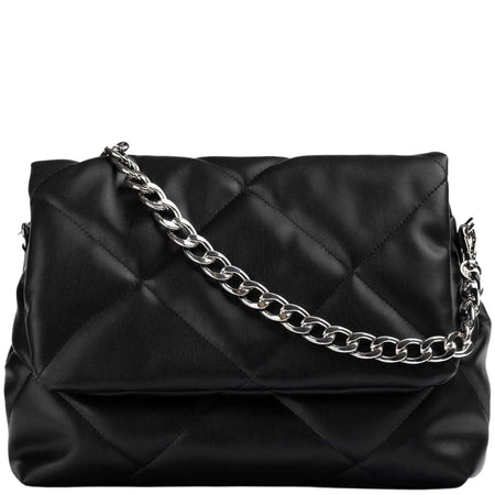 Unisa Zkerina Black Leather Padded Crossbody Bag