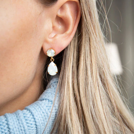 Caroline Svedbom Gold Mini Drop Earrings - White Opal