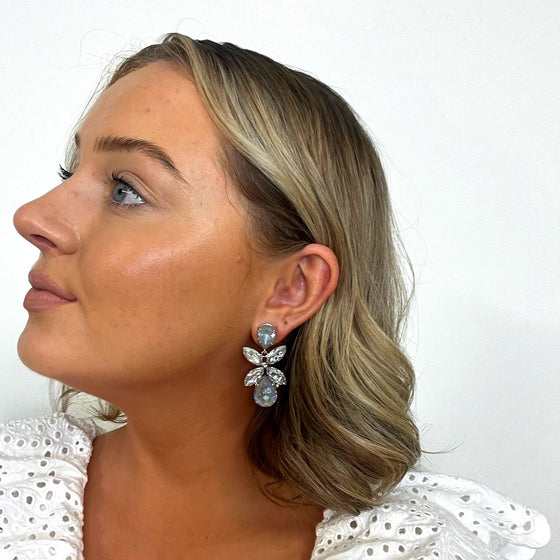 Caroline Svedbom Silver Dione Statement Earrings - Serene Delite Combo