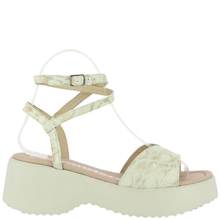 Wonders Beige Leather Ankle Strap Sandals