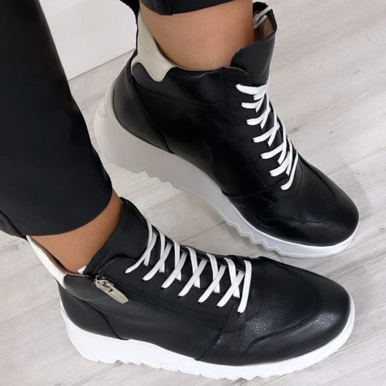 Share 186+ black leather sneaker boots super hot