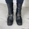 Wonders Black Leather Square Toe Boots