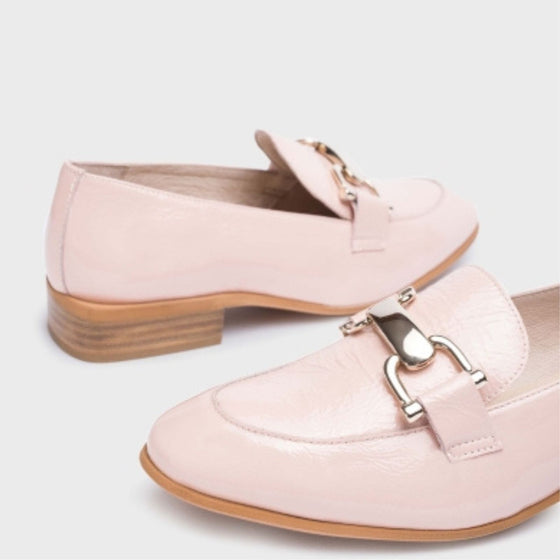 Wonders Blush Pink Leather Slip On Loafers