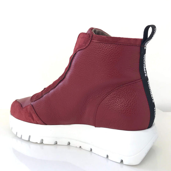 Wonders Burgundy Leather Sneaker Boots 2415