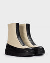 Wonders Cream Leather Front Zip Sneaker Boots