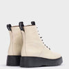 Wonders Cream Leather Lace Up Biker Boots