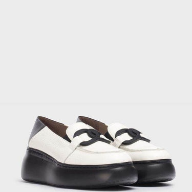 Wonders Cream Leather Slip On Wedge Shoes