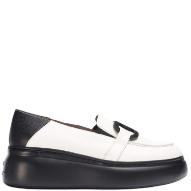 Wonders Cream Leather Slip On Wedge Shoes