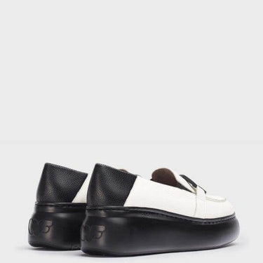 Wonders Cream Leather Slip On Wedge Shoes