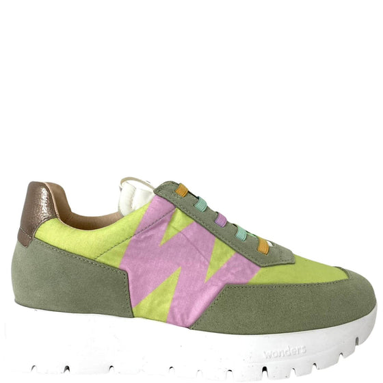 Wonders Khaki Green & Lime Summer Sneakers