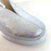 Wonders Silver Leather Sling Back Wedge Shoes