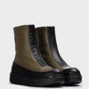 Wonders Olive Leather Front Zip Sneaker Boots