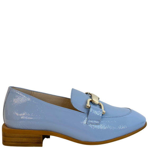 Wonders Pale Blue Leather Slip On Loafers