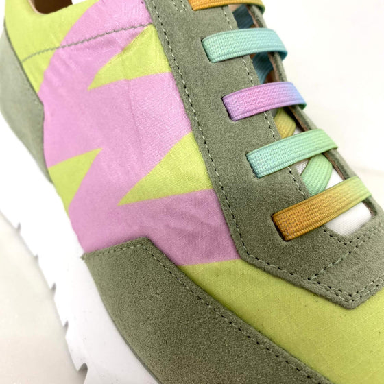 Wonders Khaki Green & Lime Summer Sneakers