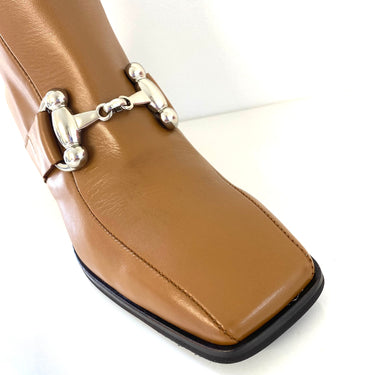 Wonders Tan Leather Square Toe Boots