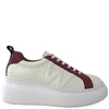 Wonders White & Burgundy Leather Sneakers 2603