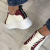 Wonders White & Burgundy Leather Sneakers 2603