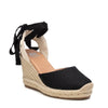 XTI Black Ankle Tie Wedge Shoes