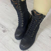XTI Black Long Ankle Lace Up Boots