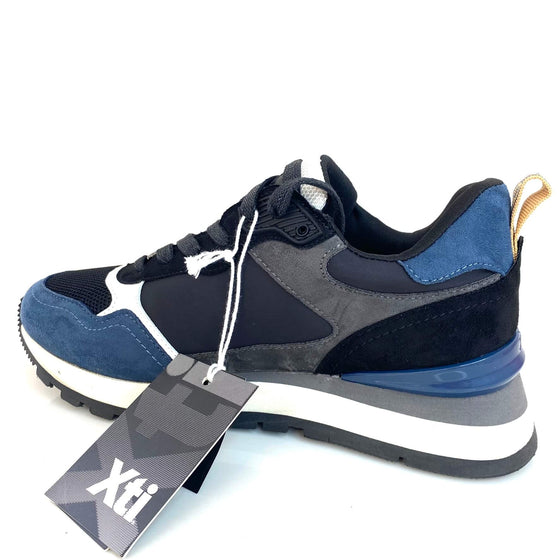 XTI Black Navy Lace Up Sneakers