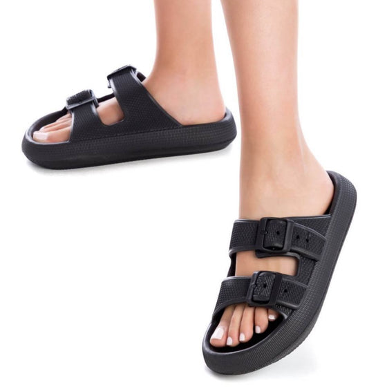 XTI Black Rubber Sandals