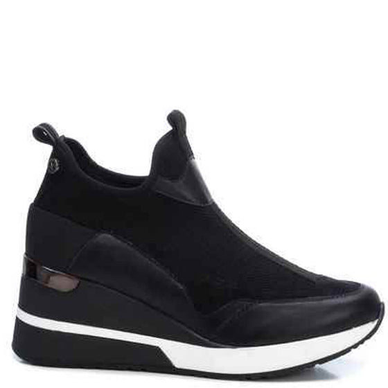 XTI Black Sock Boot Wedge Sneakers